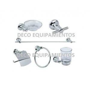Kit Accesorio Set Baño 6 Piezas 100% Metalico