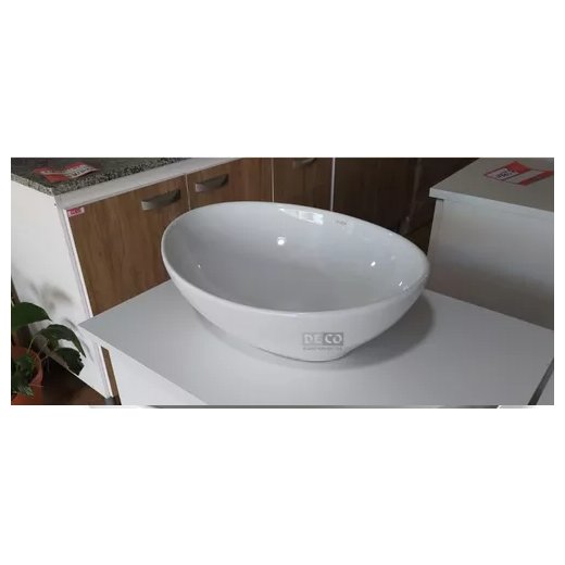 Bacha De Loza Apoyo Oval Sobreponer 33x41x14