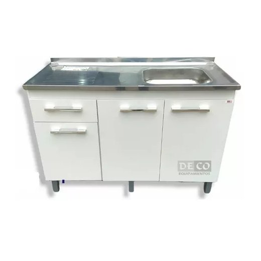 Mueble Con Mesada Acero Pileta Derecha Acero Inox 