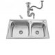 Pileta Doble,acero Inox 78 x 43 x 20