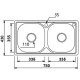 Pileta Doble,acero Inox 78 x 43 x 20
