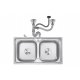 Pileta Doble,acero Inox 78 x 43 x 20