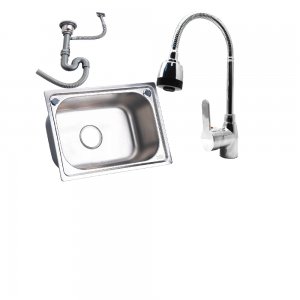 Pileta Simple Cocina + Válvula+ Desborde +monocomando Deco.