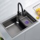 Pileta Acero Inox Grueso 304 ,negra C/accesorios Deco.