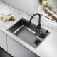 Pileta Acero Inox Grueso 304 ,negra C/accesorios Deco.