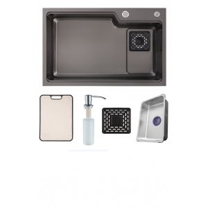 Pileta Acero Inox Grueso 304 ,negra C/accesorios Deco.