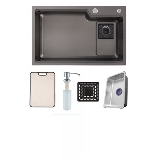Pileta Acero Inox Grueso 304 ,negra C/accesorios Deco.