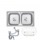 Pileta Doble,acero Inox 78 x 43 x 20