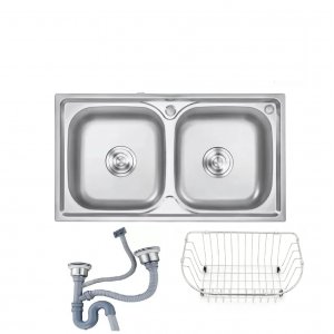  Pileta Doble,acero Inox 78 x 43 x 20