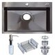  Pileta Simple Acero 70x 45 Cuadrada Cocina Negra 