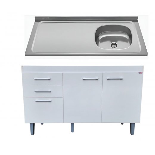 Bajo mesada mesada acero inox pileta derecha