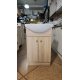 Mueble Baño Mdf , Bacha Loza 51x43x80 Armado Deco. Blanco Un Agujero Marrón Claro
