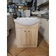 Mueble Baño Mdf , Bacha Loza 51x43x80 Armado Deco. Blanco Un Agujero Marrón Claro