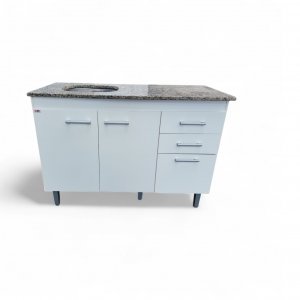  Mesada De Granito 120 Cm,mueble Bajo De Cocina Blanco Armado 