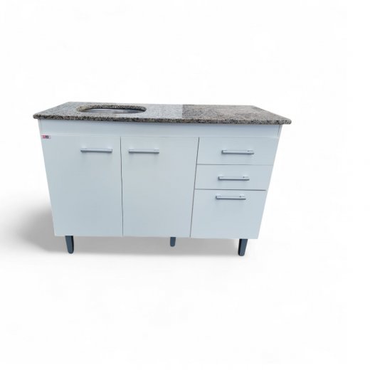 Mesada De Granito 120 Cm,mueble Bajo De Cocina Blanco Armado 