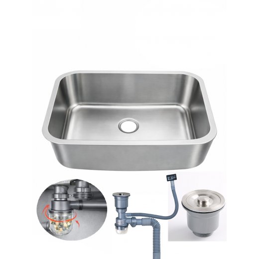 Pileta Acero Inox. Grande Puntas Redondeada 59x38x17 Cm Deco