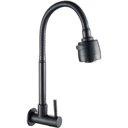  Griferia De Pared Flexible Fria En Negro Mate 