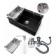  Pileta Cocina Cuadrada Acero 304 Sobreponer 70cm NEGRO