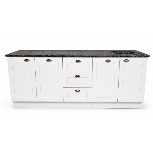 MUEBLE COCINA MDF, MESA GRANITO Y PILETA ACERO INOXIDABLE