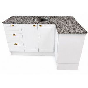 Mueble Bajo Mdf Mesada En Esquina L + Granito + Pileta