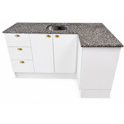 Mueble Bajo Mdf Mesada En Esquina L + Granito + Pileta